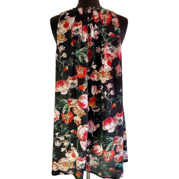 Umgee Black Rose Print Sleeveless Shift Dress MED Soft Girl Casual Vacation Boho - Picture 4 of 7